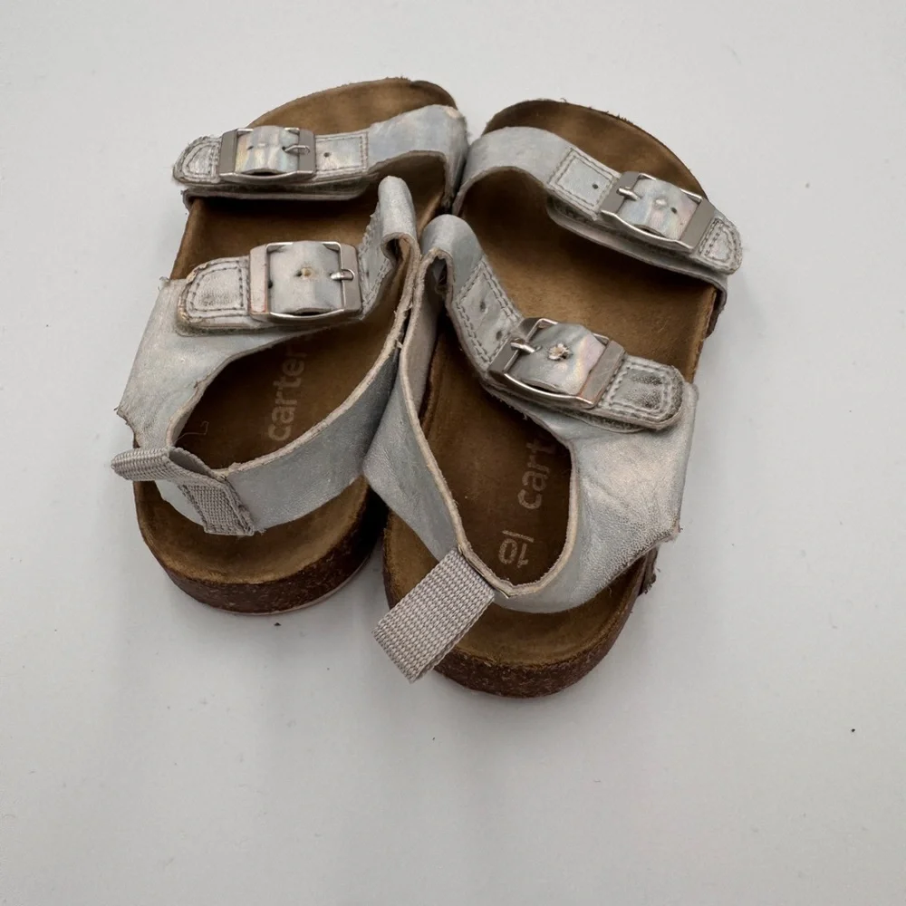 Carter's Girls Toddler Size 10 Kids Gladiator Sandals in Shimmering Silver